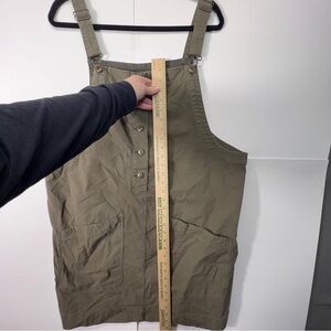 XXL Duluth Trading Overall Dress Womens Olive Pinafore Button Front Utility